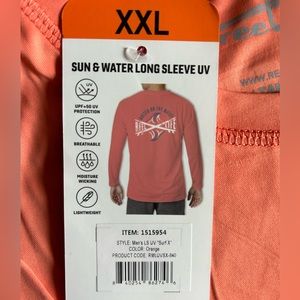 REEL LIFE Men’s Long Sleeve Sun Tee, Orange (XXL)